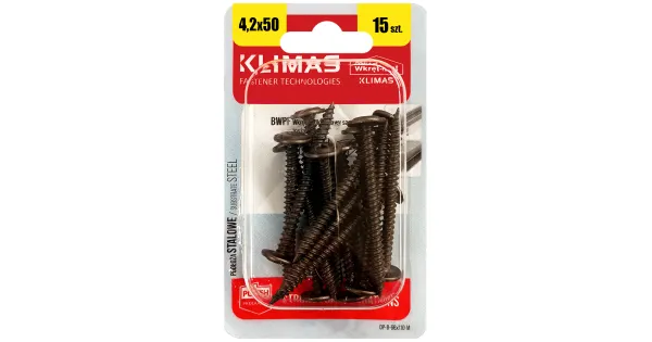 WKRĘTY PODKŁADKOWE SAMOGWINTUJĄCE 4,2x50mm PH CZARNE 15 szt KLIMAS BWPF-42050