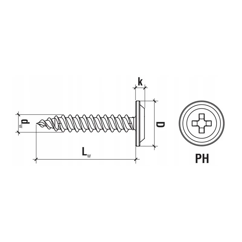 WKRĘTY PODKŁADKOWE SAMOGWINTUJĄCE 4,2x13mm PH CZARNE 40 szt KLIMAS BWPF-42013