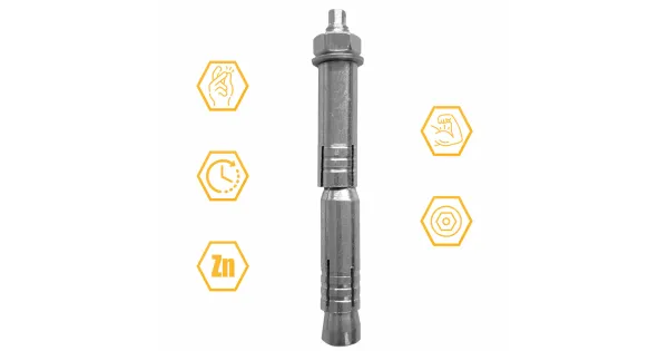 KOTWA STALOWA 10x150 DO BETONU DWUROZPOROWA Z NAKRĘTKĄ PODKŁADKOWĄ 20szt    KLIMAS LTP-10150