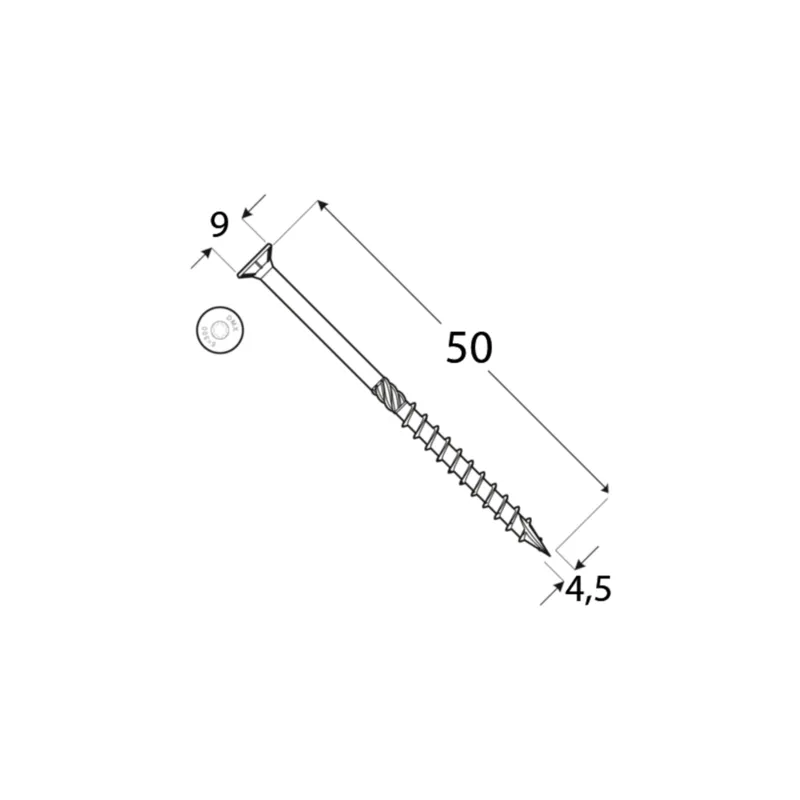 WKRĘTY CIESIELSKIE DO DREWNA 4,5x50 STOŻKOWE TORX 200szt CS 45050 DOMAX