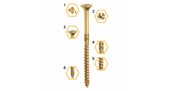 WKRĘTY CIESIELSKIE DO DREWNA 4,5x50 STOŻKOWE TORX 200szt CS 45050 DOMAX