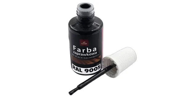 FARBA ZAPRAWKOWA CZARNA DO BLACH DACHOWYCH STALOWYCH 22ml RAL 9005 LUGGER