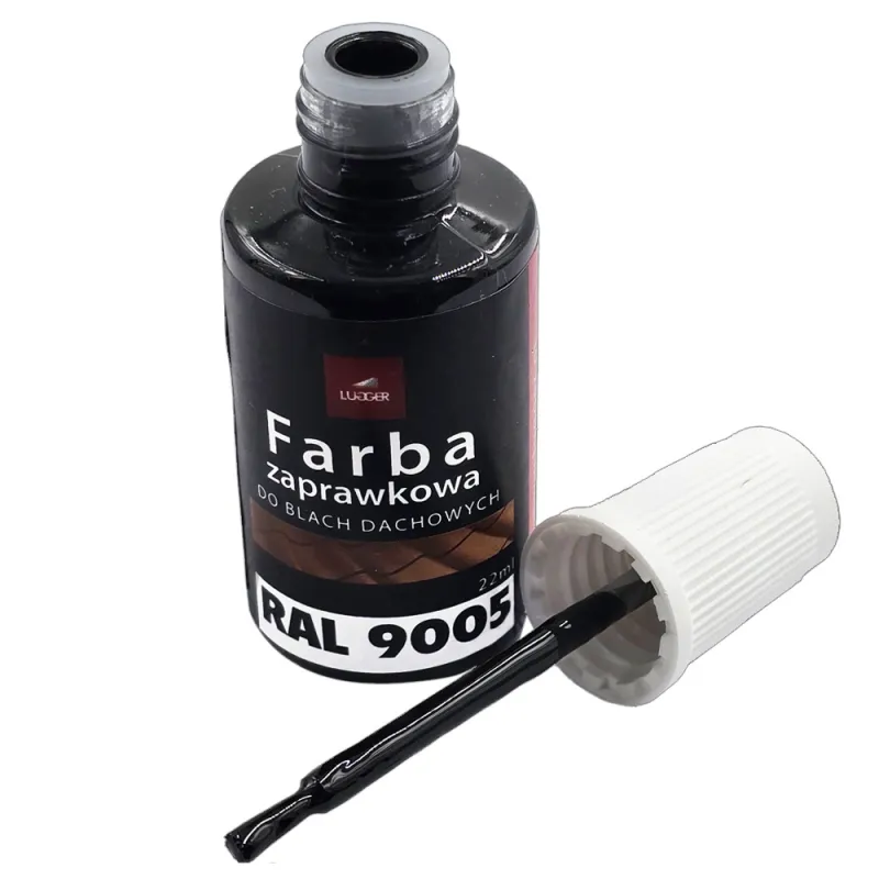 FARBA ZAPRAWKOWA CZARNA DO BLACH DACHOWYCH STALOWYCH 22ml RAL 9005 LUGGER