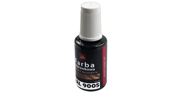 FARBA ZAPRAWKOWA CZARNA DO BLACH DACHOWYCH STALOWYCH 22ml RAL 9005 LUGGER