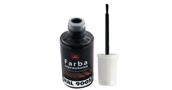 FARBA ZAPRAWKOWA CZARNA DO BLACH DACHOWYCH STALOWYCH 22ml RAL 9005 LUGGER