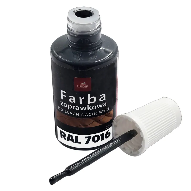 FARBA ZAPRAWKOWA ANTRACYT DO BLACH DACHOWYCH STALOWYCH 22ml RAL 7016 LUGGER