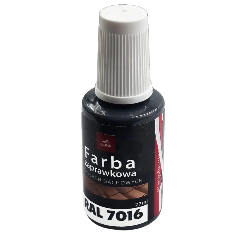 FARBA ZAPRAWKOWA ANTRACYT DO BLACH DACHOWYCH STALOWYCH 22ml RAL 7016 LUGGER