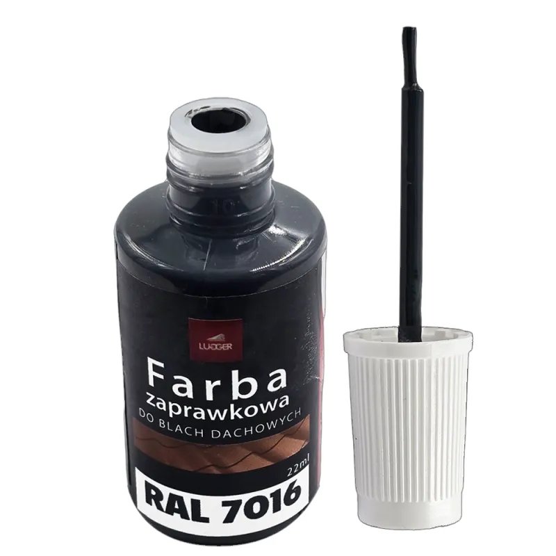 FARBA ZAPRAWKOWA ANTRACYT DO BLACH DACHOWYCH STALOWYCH 22ml RAL 7016 LUGGER