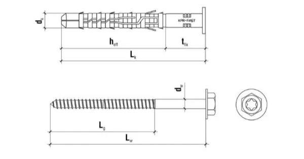 KOŁKI ROZPOROWE RAMOWE 10x100 KLUCZYK TORX 50szt KPR-FAST-10100K KLIMAS