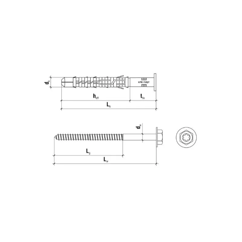 KOŁKI ROZPOROWE RAMOWE 10x100 KLUCZYK TORX 50szt KPR-FAST-10100K KLIMAS