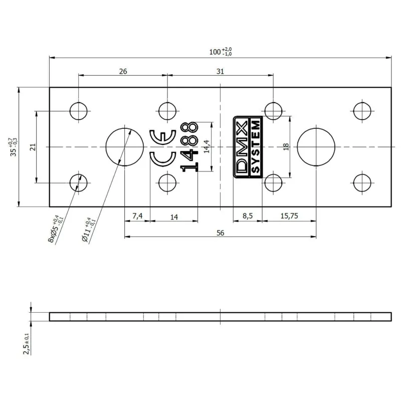 LP1 ŁĄCZNIK PŁASKI CIESIELSKI PŁYTKA 100x35x2,5 PŁASKOWNIK 10szt DOMAX