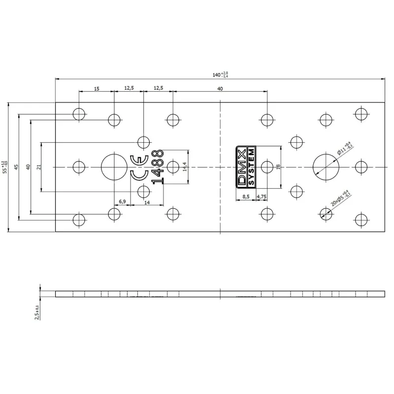 LP2 ŁĄCZNIK PŁASKI CIESIELSKI PŁYTKA 140x55x2,5 PŁASKOWNIK 10szt DOMAX