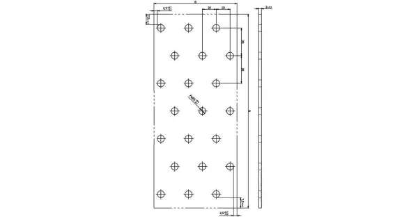 PP5 PŁYTKA PERFOROWANA ŁĄCZNIK CIESIELSKI 60x140x2 10szt PŁASKOWNIK DOMAX