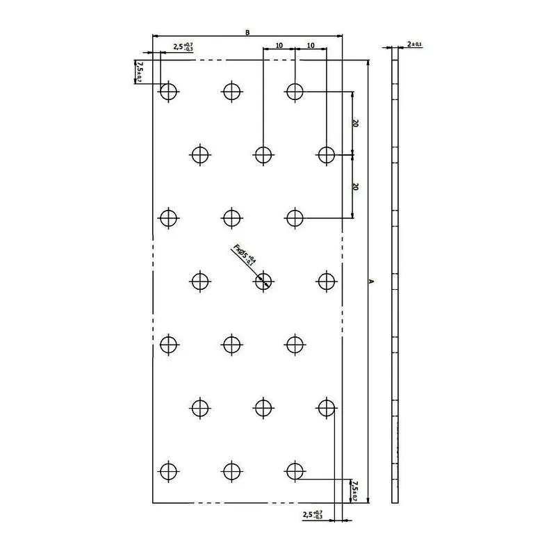 PP5 PŁYTKA PERFOROWANA ŁĄCZNIK CIESIELSKI 60x140x2 10szt PŁASKOWNIK DOMAX