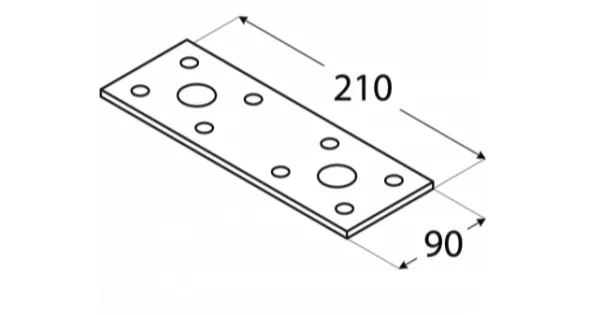 LP6 ŁĄCZNIK PŁASKI CIESIELSKI PŁYTKA 210x90x2,5 PŁASKOWNIK 10szt DOMAX