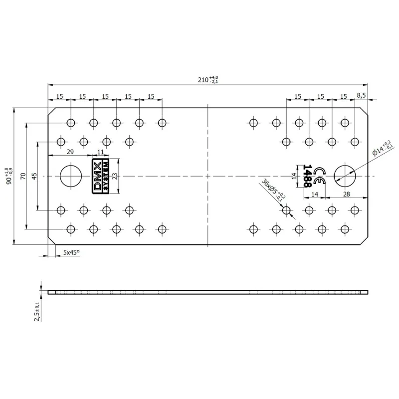 LP6 ŁĄCZNIK PŁASKI CIESIELSKI PŁYTKA 210x90x2,5 PŁASKOWNIK 10szt DOMAX