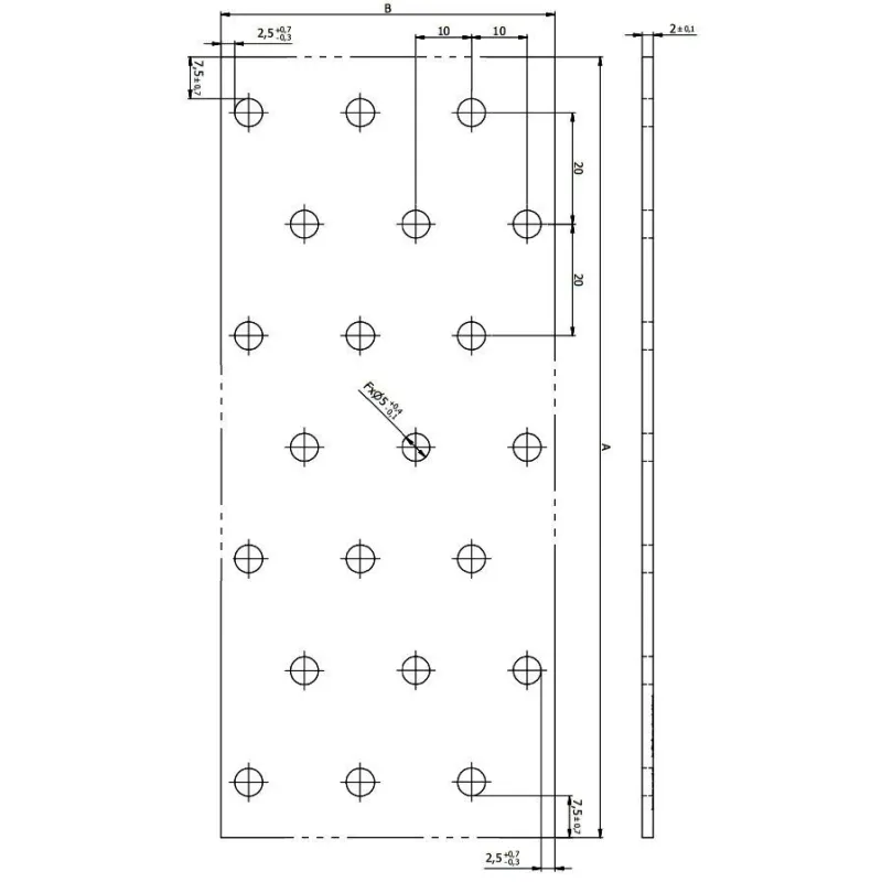 PP33 PŁYTKA PERFOROWANA ŁĄCZNIK CIESIELSKI 80x120x2 10szt PŁASKOWNIK DOMAX