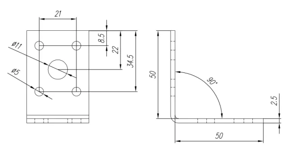 KL1 KĄTOWNIK ŁĄCZNIKOWY CIESIELSKI MONTAŻOWY 50x50x35x2,5 OCYNK 10szt