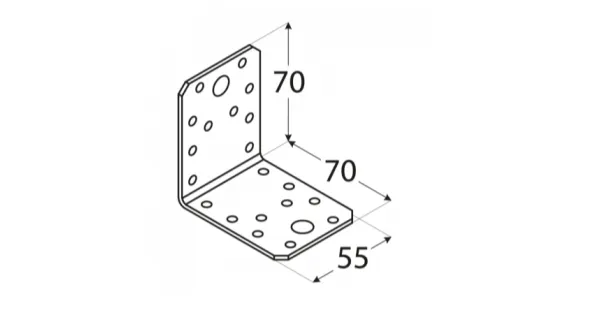 KL2 KĄTOWNIK ŁĄCZNIKOWY CIESIELSKI MONTAŻOWY 70x70x55x2,5 OCYNK 10szt