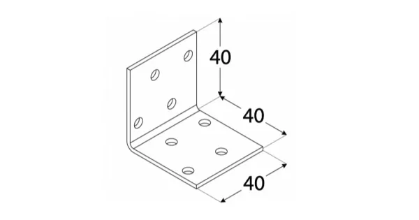 KM1 KĄTOWNIK MONTAŻOWY ŁĄCZNIK CIESIELSKI 40x40x40 OCYNK 10szt DOMAX