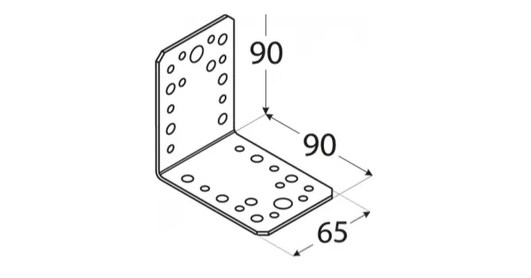 KL4 KĄTOWNIK ŁĄCZNIKOWY CIESIELSKI MONTAŻOWY 90x90x65x2,5 OCYNK 10szt