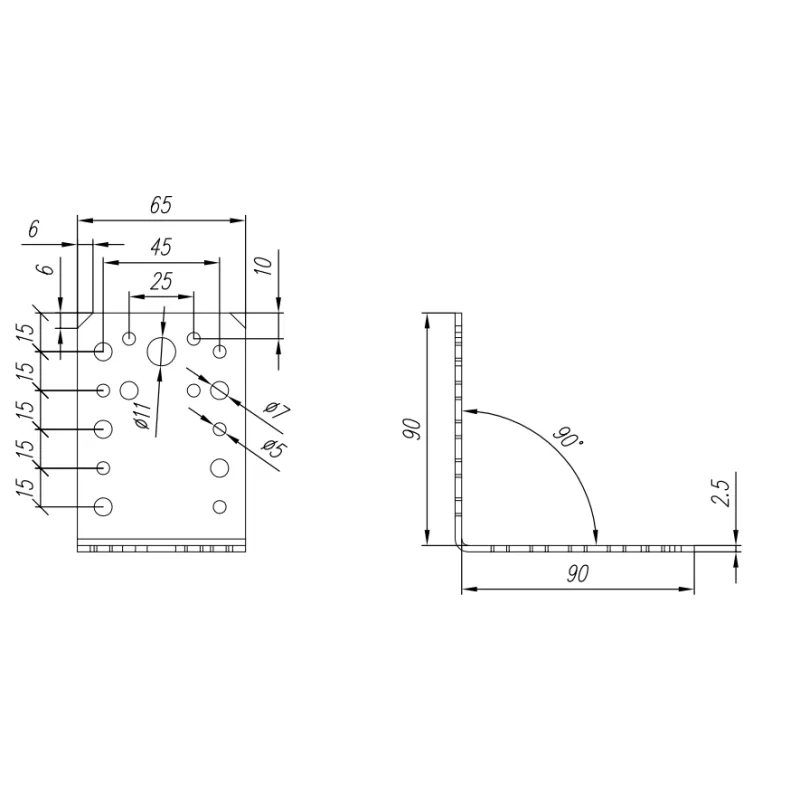 KL4 KĄTOWNIK ŁĄCZNIKOWY CIESIELSKI MONTAŻOWY 90x90x65x2,5 OCYNK 10szt