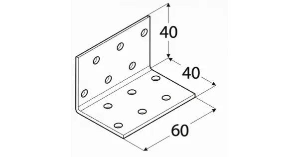 KM2 KĄTOWNIK MONTAŻOWY ŁĄCZNIK CIESIELSKI 40x40x60 OCYNK 10szt DOMAX