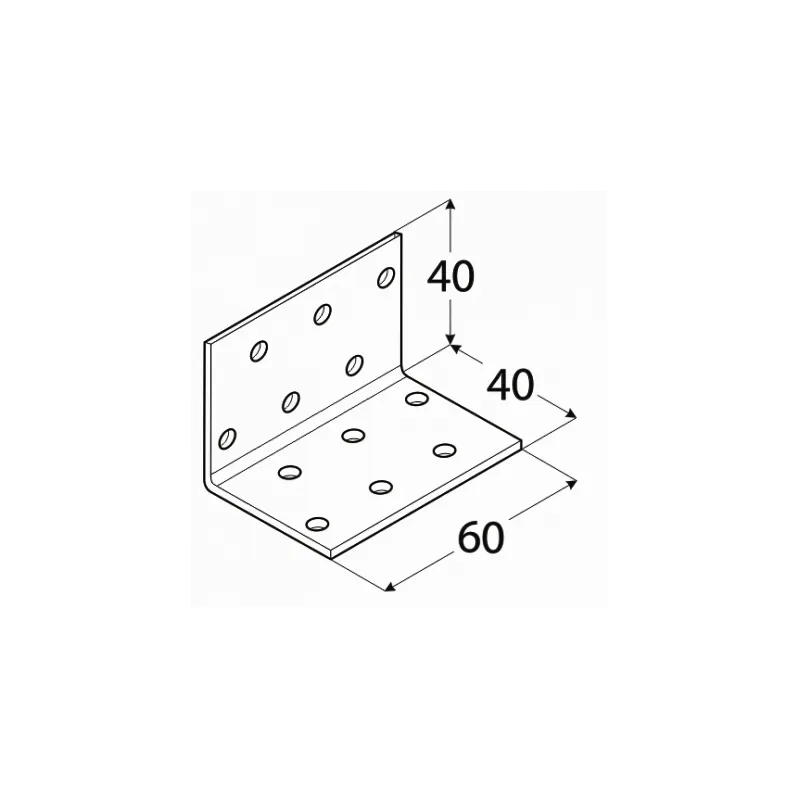 KM2 KĄTOWNIK MONTAŻOWY ŁĄCZNIK CIESIELSKI 40x40x60 OCYNK 10szt DOMAX