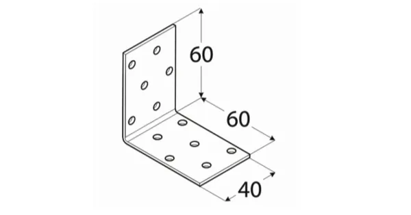 KM3 KĄTOWNIK MONTAŻOWY ŁĄCZNIK CIESIELSKI 60x60x40 OCYNK 10szt DOMAX