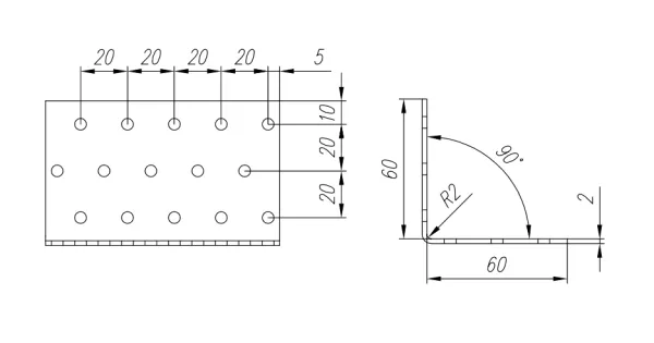 KM6 KĄTOWNIK MONTAŻOWY ŁĄCZNIK CIESIELSKI 60x60x100 OCYNK 10szt DOMAX