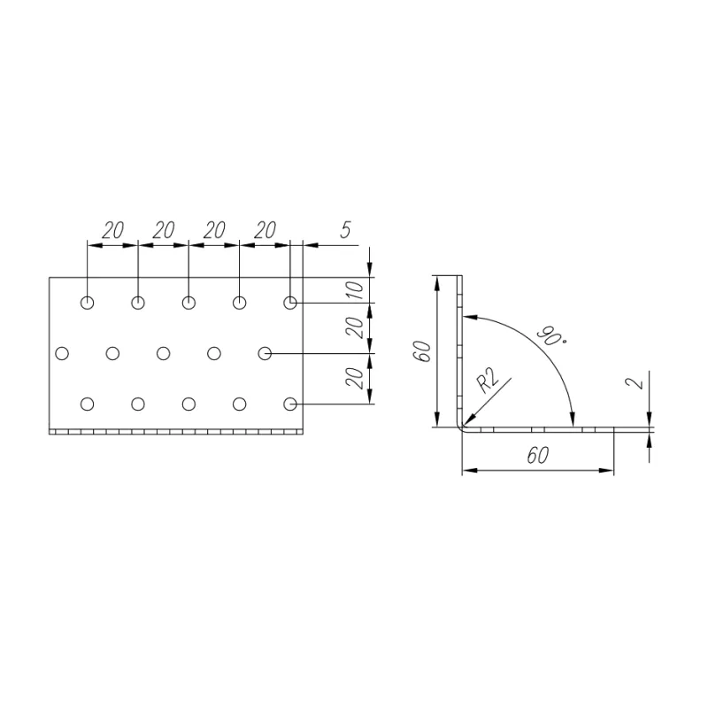 KM6 KĄTOWNIK MONTAŻOWY ŁĄCZNIK CIESIELSKI 60x60x100 OCYNK 10szt DOMAX