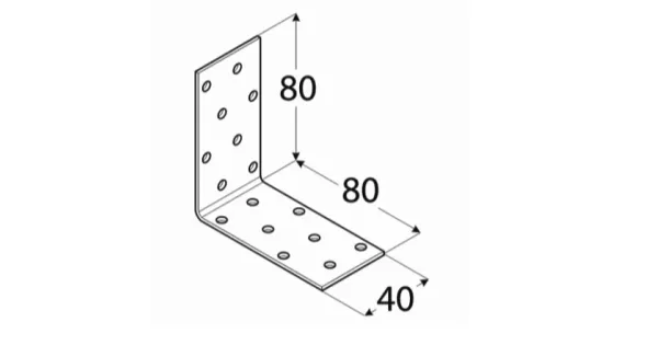 KM7 KĄTOWNIK MONTAŻOWY ŁĄCZNIK CIESIELSKI 80x80x40 OCYNK 10szt DOMAX