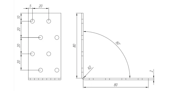 KM7 KĄTOWNIK MONTAŻOWY ŁĄCZNIK CIESIELSKI 80x80x40 OCYNK 10szt DOMAX