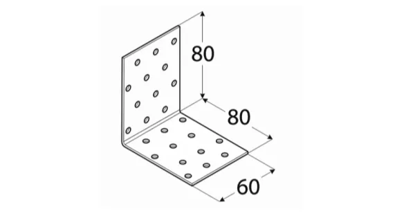 KM8 KĄTOWNIK MONTAŻOWY ŁĄCZNIK CIESIELSKI 80x80x60 OCYNK 10szt DOMAX