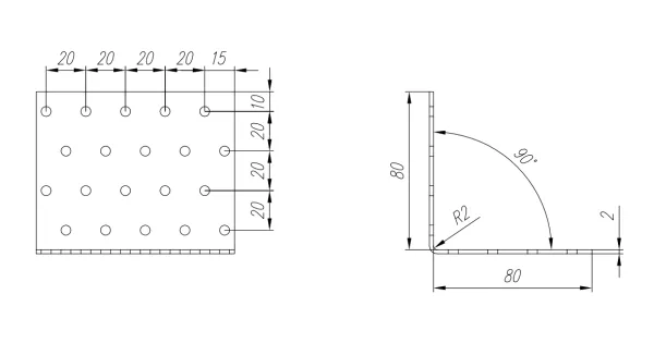 KM10 KĄTOWNIK MONTAŻOWY ŁĄCZNIK CIESIELSKI 80x80x100 OCYNK 10szt DOMAX