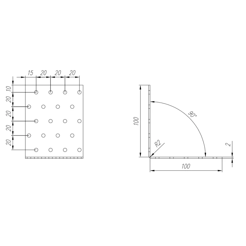 KM12 KĄTOWNIK MONTAŻOWY ŁĄCZNIK CIESIELSKI 100x100x80 OCYNK 10szt DOMAX