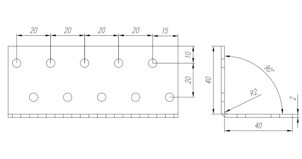 KM14 KĄTOWNIK MONTAŻOWY ŁĄCZNIK CIESIELSKI 40x40x100 OCYNK 10szt DOMAX