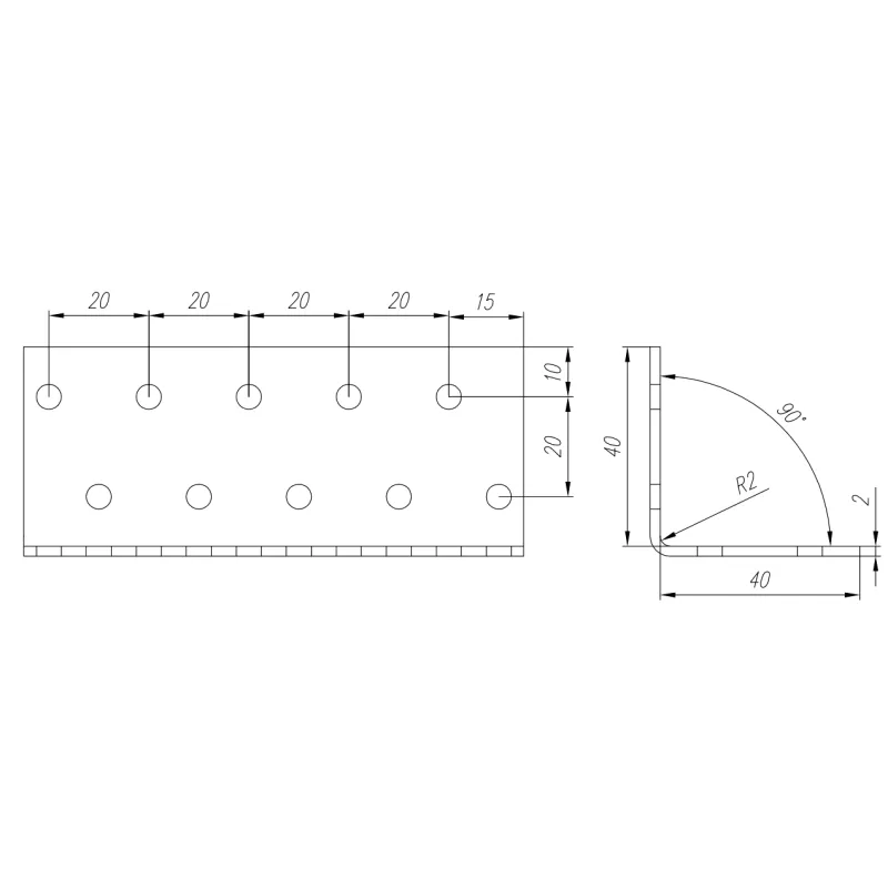 KM14 KĄTOWNIK MONTAŻOWY ŁĄCZNIK CIESIELSKI 40x40x100 OCYNK 10szt DOMAX