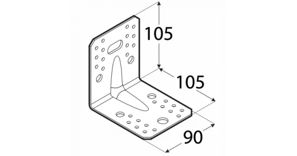 KPL1 KĄTOWNIK MONTAŻOWY ŁĄCZNIK CIESIELSKI 90x90x65x2 10szt OCYNK DOMAX