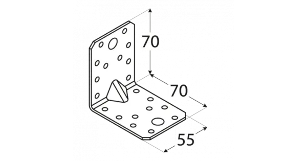 KPL4 KĄTOWNIK MONTAŻOWY ŁĄCZNIK CIESIELSKI 70x70x55x2 10szt OCYNK DOMAX