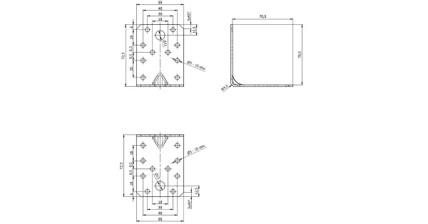 KPL4 KĄTOWNIK MONTAŻOWY ŁĄCZNIK CIESIELSKI 70x70x55x2 10szt OCYNK DOMAX