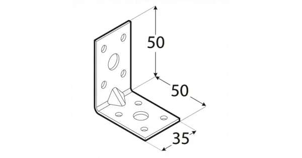 KPL5 KĄTOWNIK MONTAŻOWY ŁĄCZNIK CIESIELSKI 50x50x35x2 10szt OCYNK DOMAX