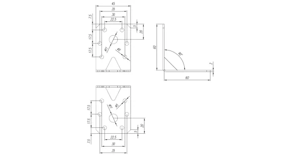 KPL6 KĄTOWNIK MONTAŻOWY ŁĄCZNIK CIESIELSKI 60x60x45x2 10szt OCYNK DOMAX