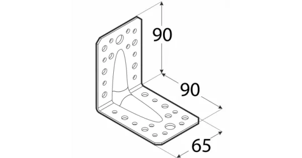 KPS1 KĄTOWNIK MONTAŻOWY ŁĄCZNIK Z PRZETŁOCZENIEM 90x90x65x1,5 10szt DOMAX