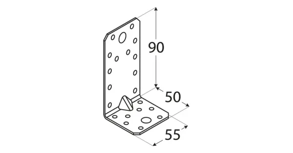 KPS3 KĄTOWNIK MONTAŻOWY ŁĄCZNIK Z PRZETŁOCZENIEM 90x50x55x1,5 10szt DOMAX