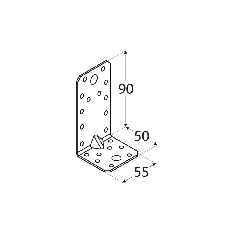 KPS3 KĄTOWNIK MONTAŻOWY ŁĄCZNIK Z PRZETŁOCZENIEM 90x50x55x1,5 10szt DOMAX