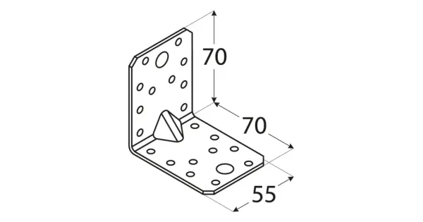 KPS4 KĄTOWNIK MONTAŻOWY ŁĄCZNIK Z PRZETŁOCZENIEM 70x70x55x1,5 10szt DOMAX