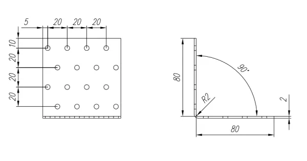 KM9 KĄTOWNIK MONTAŻOWY 80x80x80 OCYNK 1szt