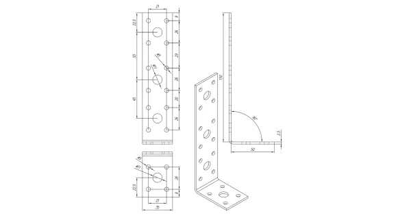 KL3 KĄTOWNIK CIESIELSKI 50x150x35x2,5 OCYNK 1szt
