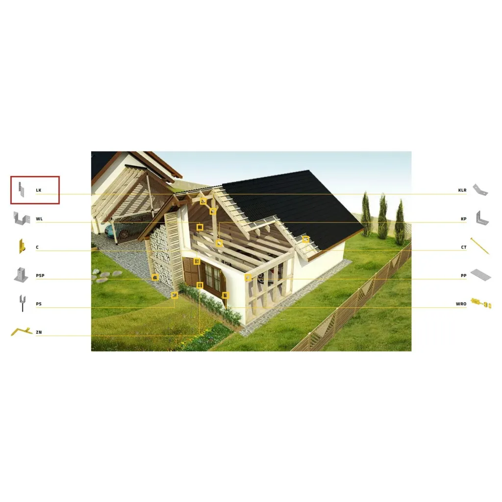 LK7 ŁĄCZNIK KROKWIOWY CIESIELSKI 290x32x2 LEWY 1szt OCYNK